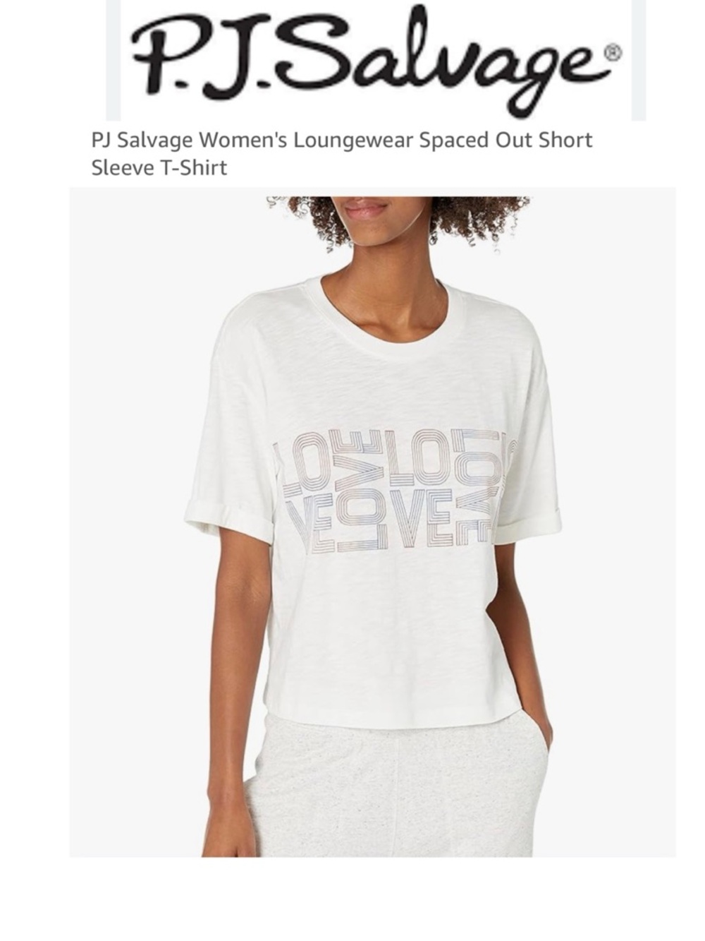 PJ Salvage White 'LOVE' Short Sleeve Women's Top Size XS NWT